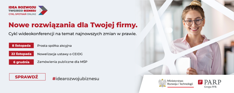 Plansza promująca cykl wideokonferencji idearozwojubiznesu